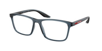 Das Bild zeigt die Prada Linea Rossa Fassung PS01QV  CZH1O1 leicht seitlich.